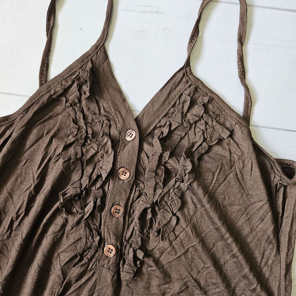 Y2k Euro Cami Top Brown Boho Cropped - Small - Picture 2 of 5